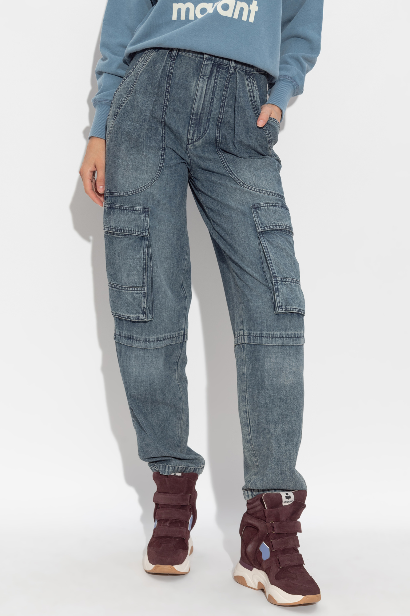 デニム・ジーパン MARANT ETOILE JEANS CARGO NAYLA IN DENIM Nayla high-rise cargo jeans in blue - Marant Etoile | Mytheresa